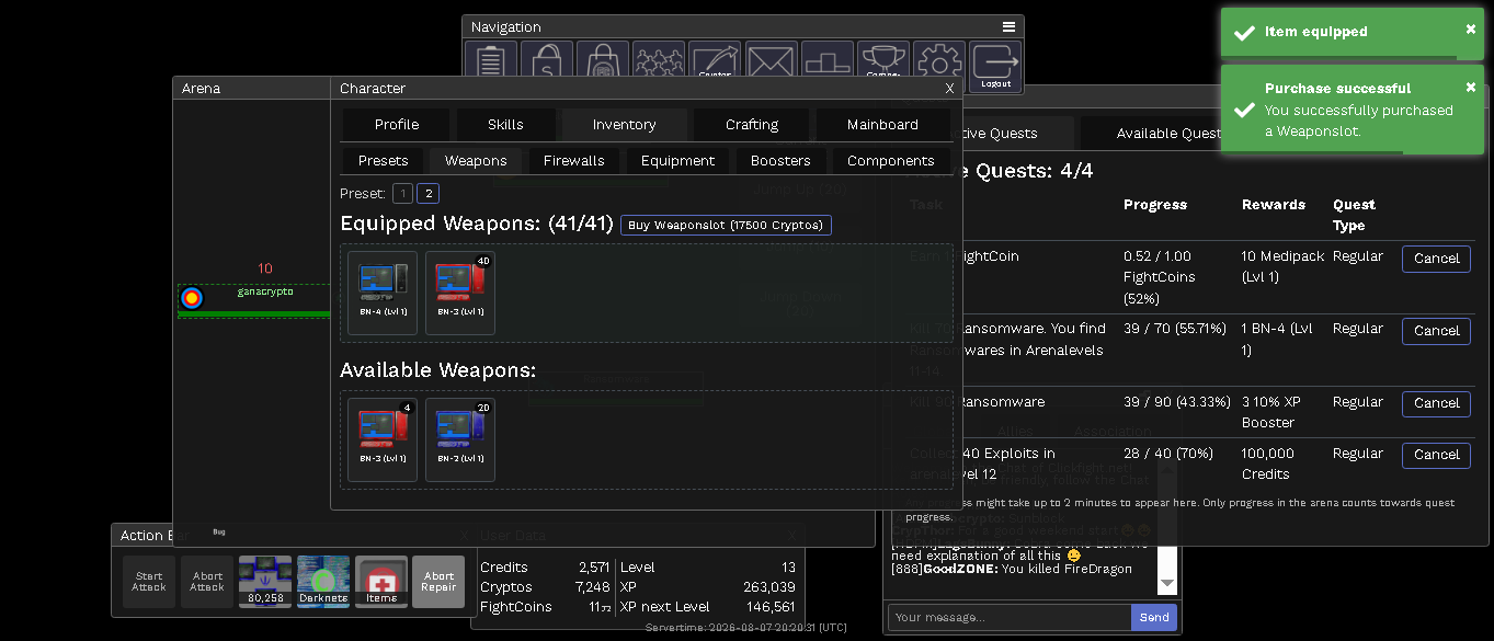 Expansión de ranuras de armas a 41 slots en Clickfight